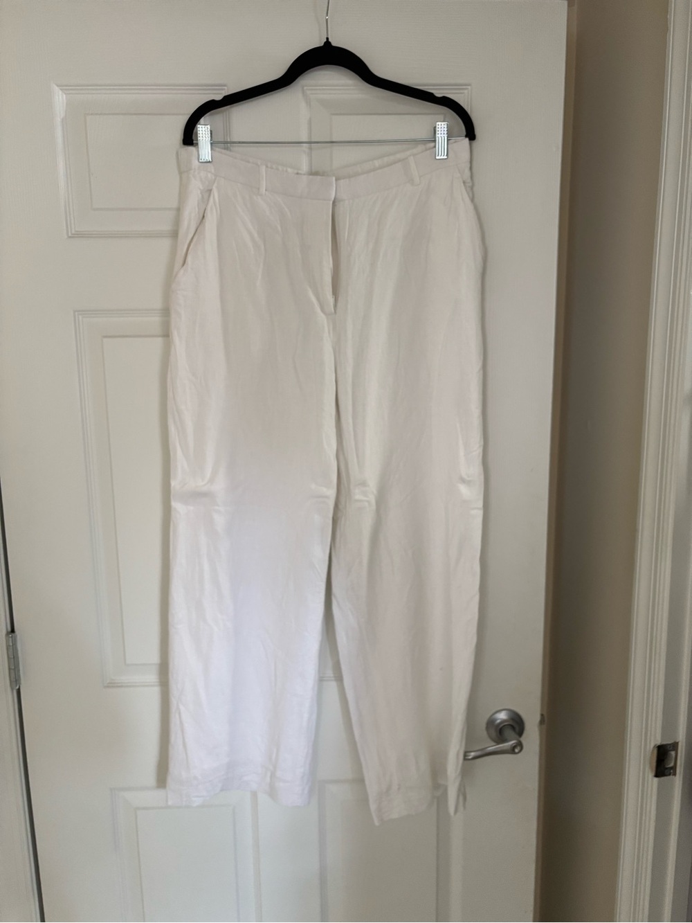 White Linen High-Rise Wide Leg Pants
